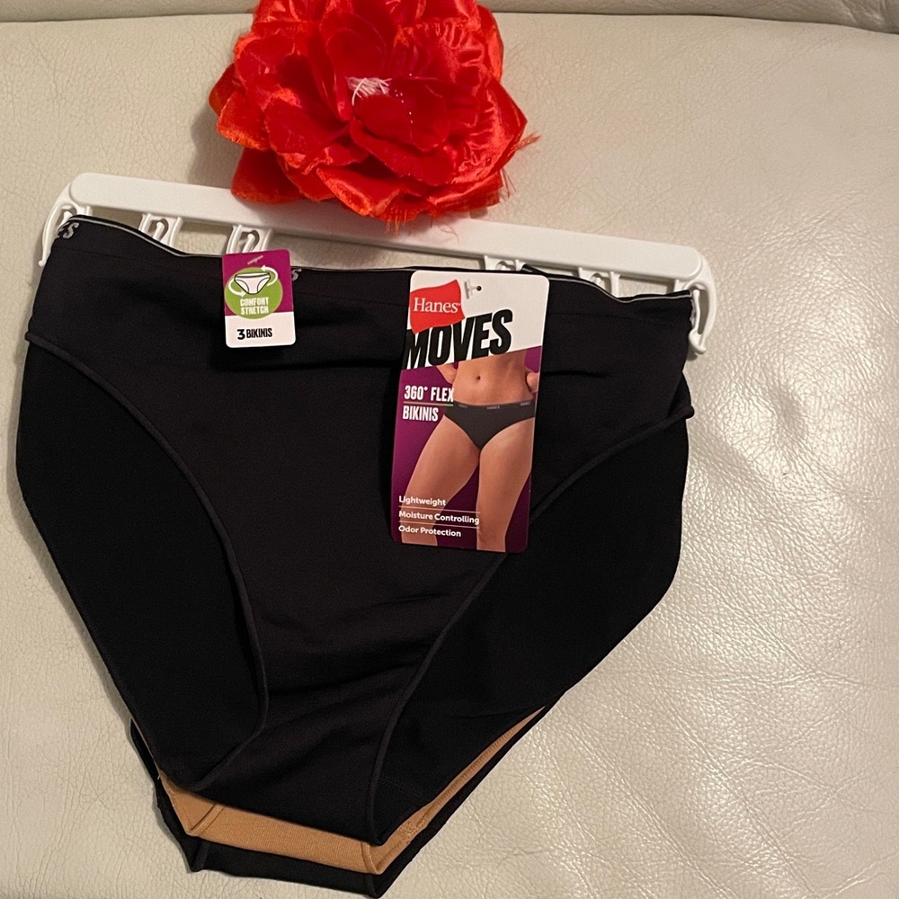 Hanes Black and Nude Moves 360° Flex 3 Pack Bikini Briefs - Hanes